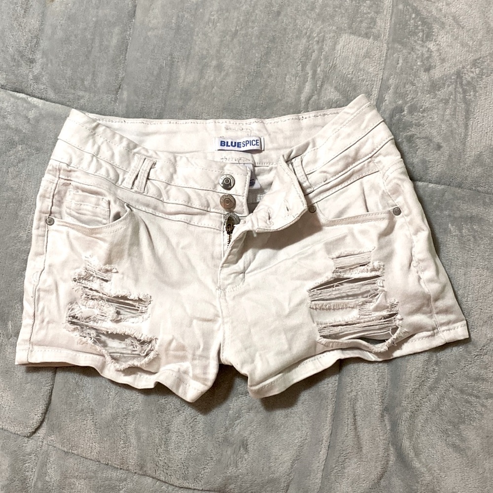 Ripped Jean White Shorts